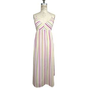 Old Navy Womens Midi Sundress Small Pastel Stripe Halter Empire Waist Beachy